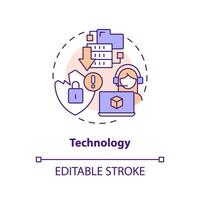 Technology concept icon. Data security issues. Supply chain disruption abstract idea thin line illustration. Isolated outline drawing. Editable stroke vector