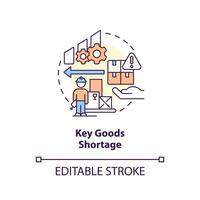 Key goods shortage concept icon. Consumption reduction. Vulnerability in supply chain abstract idea thin line illustration. Isolated outline drawing. Editable stroke vector