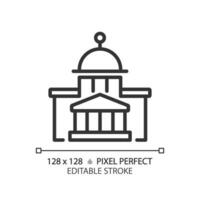 2D pixel perfect editable thin line icon of government building, Isolated symbol. vector