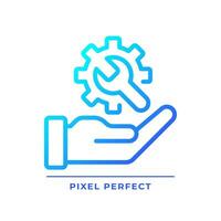 Technical support pixel perfect gradient linear vector icon. Customer service. Professional assistance. Resolve problem. Thin line color symbol. Modern style pictogram. Vector isolated outline drawing