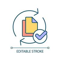 Successful update RGB color icon. Upload and download digital files. Copy document. Back up recovery. Computer storage. Isolated vector illustration. Simple filled line drawing. Editable stroke