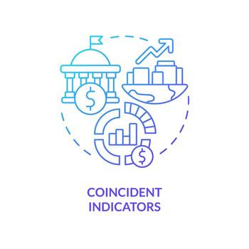 Coincident indicators blue gradient concept icon. System evaluation. Type of economic analysis elements abstract idea thin line illustration. Isolated outline drawing vector