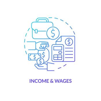 Income and wages blue gradient concept icon. Financial analytics. Economic indicators example abstract idea thin line illustration. Isolated outline drawing vector