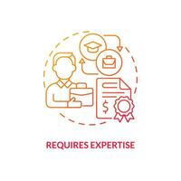 Requires expertise red gradient concept icon. Control data. Economic indicators disadvantage abstract idea thin line illustration. Isolated outline drawing vector