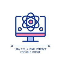 Computer science and STEM pixel perfect RGB color icon. Education course for students. Technology researching. Isolated vector illustration. Simple filled line drawing. Editable stroke