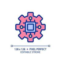 STEM in technology pixel perfect RGB color icon. Computing systems development. Digitization of education processes. Isolated vector illustration. Simple filled line drawing. Editable stroke