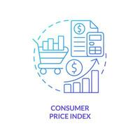 Consumer price index blue gradient concept icon. Inflation factor study. Economic analysis key abstract idea thin line illustration. Isolated outline drawing vector
