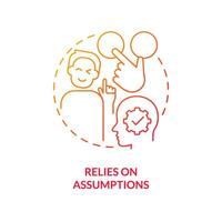 Relies on assumptions red gradient concept icon. Incorrect information. Economic indicators disadvantage abstract idea thin line illustration. Isolated outline drawing vector