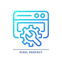 Website configuration pixel perfect gradient linear vector icon. Web page adjustment and customization. Webdesign. Thin line color symbol. Modern style pictogram. Vector isolated outline drawing