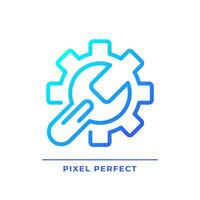 Setup pixel perfect gradient linear vector icon. System settings. Troubleshooting service. Automated process. Thin line color symbol. Modern style pictogram. Vector isolated outline drawing