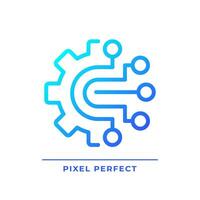 AIOps pixel perfect gradient linear vector icon. Artificial intelligence for it operations. Automated process. Thin line color symbol. Modern style pictogram. Vector isolated outline drawing