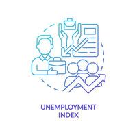 Unemployment index blue gradient concept icon. Lagging factor. Loss job tendency. Economic analysis key abstract idea thin line illustration. Isolated outline drawing vector