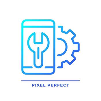 Smartphone settings pixel perfect gradient linear vector icon. Mobile phone configuration. Personalize device. Thin line color symbol. Modern style pictogram. Vector isolated outline drawing
