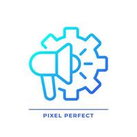 Ad settings pixel perfect gradient linear vector icon. Search engine optimization. SEO tools. Marketing, promotion. Thin line color symbol. Modern style pictogram. Vector isolated outline drawing