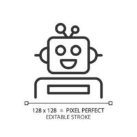 Robotics and STEM pixel perfect linear icon. Construct simple machines. Students technological skills. Education system. Thin line illustration. Contour symbol. Vector outline drawing. Editable stroke