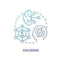 Encoding information in brain blue gradient concept icon. Memorization process. Retain knowledge abstract idea thin line illustration. Isolated outline drawing vector