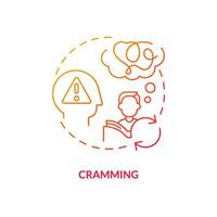 Cramming red gradient concept icon. Ineffective studying. Overload mind. Learn without understanding abstract idea thin line illustration. Isolated outline drawing vector