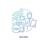 Tax pro blue gradient concept icon. Professional advisory service. Occupation. Accounting career abstract idea thin line illustration. Isolated outline drawing vector