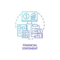 Financial statement blue gradient concept icon. Business performance. Bookkeeping element abstract idea thin line illustration. Isolated outline drawing vector