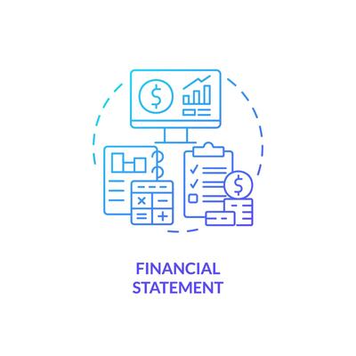 Financial statement blue gradient concept icon. Business performance. Bookkeeping element abstract idea thin line illustration. Isolated outline drawing