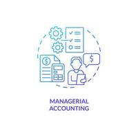 Managerial accounting blue gradient concept icon. Business decision making. Financial performance abstract idea thin line illustration. Isolated outline drawing vector