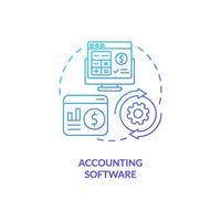 Accounting software blue gradient concept icon. Computer program. Business accounting management abstract idea thin line illustration. Isolated outline drawing vector