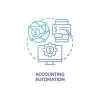 Automation blue gradient concept icon. Computer program for finance management. Accounting software benefit abstract idea thin line illustration. Isolated outline drawing vector