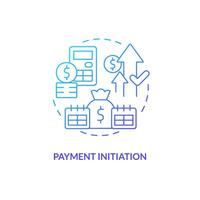 Payment initiation blue gradient concept icon. Automated clearing house process step. How ACH work abstract idea thin line illustration. Isolated outline drawing vector