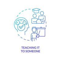 Teaching information to someone blue gradient concept icon. Spread knowledge. Memorization strategy. Educate abstract idea thin line illustration. Isolated outline drawing vector