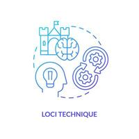 Loci memory technique blue gradient concept icon. Mind palace trick. Visual memorization. Develop imagination abstract idea thin line illustration. Isolated outline drawing vector