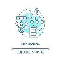 Collective risk sharing turquoise concept icon. Insurance coverage system abstract idea thin line illustration. Isolated outline drawing. Editable stroke vector