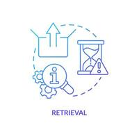 Retrieval information in brain blue gradient concept icon. Memory recall. Review knowledge. Remember things abstract idea thin line illustration. Isolated outline drawing vector