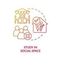 Avoid studying in social space red gradient concept icon. Trouble concentration. Low productive learning abstract idea thin line illustration. Isolated outline drawing vector