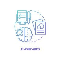 Learning flashcards blue gradient concept icon. Visualize information. Memorization techniques. Studying trick abstract idea thin line illustration. Isolated outline drawing vector