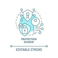 Protection scheme turquoise concept icon. App safety. Secure e banking feature abstract idea thin line illustration. Isolated outline drawing. Editable stroke vector