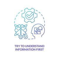Improve information understanding blue gradient concept icon. Effective memorization. Learning tip abstract idea thin line illustration. Isolated outline drawing vector