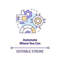 Automation impact on speed concept icon. Improving release management process tip abstract idea thin line illustration. Isolated outline drawing. Editable stroke vector