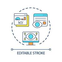 Productivity control concept icon. Statistical research. Analyzing process. Measure effectiveness abstract idea thin line illustration. Isolated outline drawing. Editable stroke vector