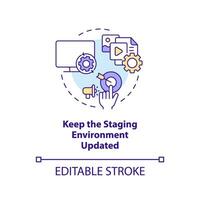 Keep staging environment updated concept icon. Release management process tip abstract idea thin line illustration. Isolated outline drawing. Editable stroke vector