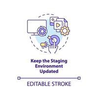 Keep staging environment updated concept icon. Release management process tip abstract idea thin line illustration. Isolated outline drawing. Editable stroke vector