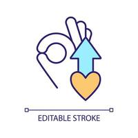 Improve heart health RGB color icon. Develop cardiovascular system. Increase positive feedback. Isolated vector illustration. Simple filled line drawing. Editable stroke