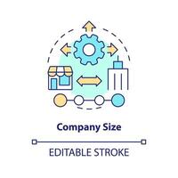 Company size concept icon. Product launch. Choosing release management tools factor abstract idea thin line illustration. Isolated outline drawing. Editable stroke vector