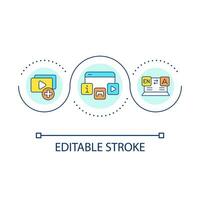 Entertainment content loop concept icon. Translation service. Digital consumption. Online activity abstract idea thin line illustration. Isolated outline drawing. Editable stroke vector
