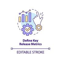 Define key metrics concept icon. Software quality. Release management best practice abstract idea thin line illustration. Isolated outline drawing. Editable stroke vector