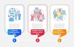 Recruitment confirmation bias rectangle infographic template. Data visualization with 3 steps. Editable timeline info chart. Workflow layout with line icons vector