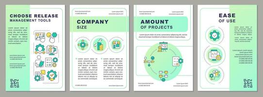 Picking release management instrumentation brochure template. Leaflet design with linear icons. Editable 4 vector layouts for presentation, annual reports