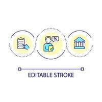 Home loan support specialist loop concept icon. Real estate purchase. Finance property. Mortgage abstract idea thin line illustration. Isolated outline drawing. Editable stroke vector