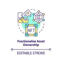 Fractionalize asset ownership concept icon. Split structure. NFT benefit abstract idea thin line illustration. Isolated outline drawing. Editable stroke vector