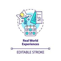 Real world experiences concept icon. Profit from investments. Trend in NFT space abstract idea thin line illustration. Isolated outline drawing. Editable stroke vector