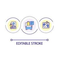 Parking options loop concept icon. Residential area law. Neighborhood benefits. District development abstract idea thin line illustration. Isolated outline drawing. Editable stroke vector